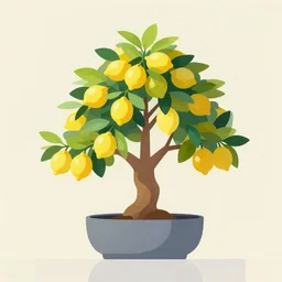 bonsai fruit tree with lemons!! but minimalistic concept art by frank stella gilleard james whalen tom, colorful, soft light, trending on artstation, minimalism