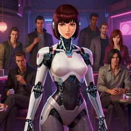 highly detailed portrait of cybertronic motoko kusanagi fembot in gta 5, nightclub. stephen bliss, 8 k, unreal, fantasy art by greg rutkowski, loish, rhads, ferdinand knab, makoto shinkai and lois van baarle, ilya kuvshinov, rossdraws, tom bagshaw, raytracing.