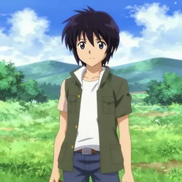 a portrait of Lain from serial experiments: lain in a scenic environment