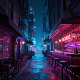 a beautiful hyperdetailed rendering of building pathway by jean delville, synthwave liberty city scumm bar at night evil thermal imaging cosmic, archdaily, wallpaper, highly detailed, trending on artstation.