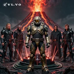 portrait Madman Man Master Chief Sacrificing sacrificing the Elves to a Volcano Volcano God Volvo Commercial Altar Altar made of lasers and garden hoses rufino tamayo giorgio de chirico marc simonetti greg rutkowski james gilleard anton semenov