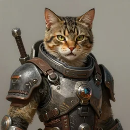 Portrait of a humanoid feline man by Greg Rutkowski, hard predatory look, visible fangs, wearing a futuristic space tactical gear that looks like a mix between the samurai, viking and templar aesthetics, mix between tribal and hi-tech, highly detailed portrait, scifi, space opera, digital painting, artstation, concept art, smooth, sharp foccus ilustration, Artstation HQ