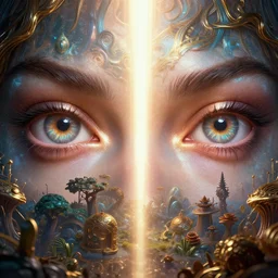 highly detailed vanishing - point of eyes, in lor, unreal engine, chrome reflect, fantasy art by greg rutkowski, global illumination, radiant light, detailed and intricate environment