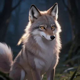 a beautiful female werewolf at night, kawacy, backlighting, furry art