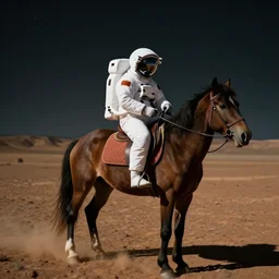 a photo of an astronaut riding a horse on mars at night