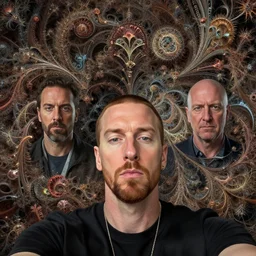 a selfie of eminem by jason de graaf, pedro campos and denis peterson. intricate, detailed, complex, fractal, hd, 4 k, realism, hyperrealistic painting, appgamekit, art of illusion, artrift, cryengine, finalrender, rendered in blender, shadow depth, sketchfab, sketchlab, substance designer, vray, unreal engine