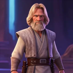 obi wan kenobi, screenshot in a typical pixar movie, disney infinity 3 star wars style, volumetric lighting, subsurface scattering, photorealistic, octane render, josh black
