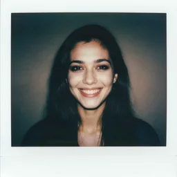 portrait of smiling woman. hq photo, surreal, harsh lighting. polaroid type 6 0 0. fear. unnerving. menacing. supernatural. horror. hatred