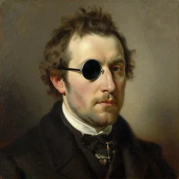 a man wearing a monocle, oil on canvas