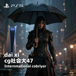agent 4 7 standing under an umbrella, city lights in the background, a screenshot by dai xi, cg society contest winner, international gothic, cinematic lighting, playstation 5 screenshot, cinematic view