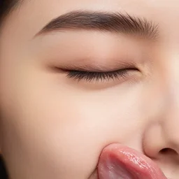 close up photo of half cosed eye licked with tongue, 4 k, high quality, perfect details, sharp, photo of a year winner