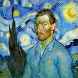 a portrait of rafael nadal in the style of van gogh