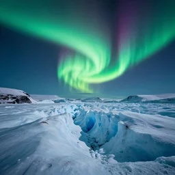 professional art of an aurora borealis inside of a glacier, 4 k, 8 k, hd, high quality, highly detailed