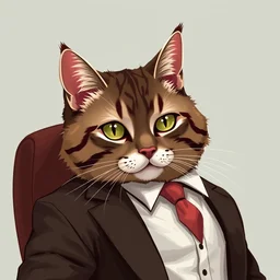 cat wearing a business suit, digital art