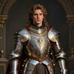 man in ornate suit of armor imbued with magic, fantasy, medieval,