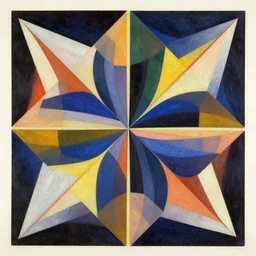 geometric, angular, symmetrical collage by hilma af klint.