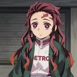still of nezuko wearing a detroit lions jersey from kimetsu no yaiba