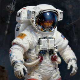 hyper - maximalist overdetailed painting of an astronaut by naoto hattori. artstation. deviantart. cgsociety. inspired by beastwreckstuff and jimbo phillips. fantasy infused lowbrow style. hyperdetailed high resolution render by binx. ly in discodiffusion. dreamlike polished render by machine. delusions. sharp focus.