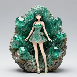 minerals, emerald, anime girl, full length, mineral girl - n 9