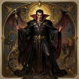 williem dafoe as dracula, intricate, d & d, wizard, powerful, fantasy, art nouveau, baroque style, digital painting, trending on artstation, sharp focus, wide shot, illustration, evil, demonic, monstrous, global illumination, ray tracing, art by artgerm and greg rutkowski and ruan jia