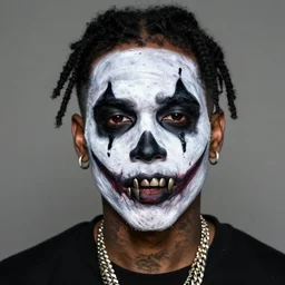 playboi carti with scary face paint 4 k detailed super realistic