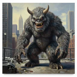 there is a monster problem in Chicago, by Alan Bean, Bekzinski and Beeple, 8k, photorealistic