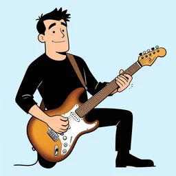 Barry Chuckle Shredding on an electric guitar in the style of Al Feldstein