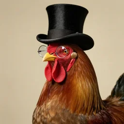 portrait of a rooster, with top hat!!! and monocle!!!, by leonardo da vinci