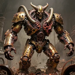 movie still of demonic battle insanity, intricately macerated by age, sentient, dethroned goliath machine, blood turbines, hydrocracking battles, rusted, macerated, eviscerated by fimbria wires, bicornate fungal pit, brass sheen rotting, by alberto bontempi, jack kirby, shigeru komatsuzaki, wayne d barlowe