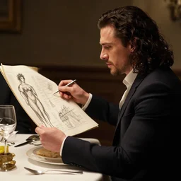 kit harington eating dinner, character sheet, character design, contrast, deep focus, turnaround, highly detailed, dramatic lighting, digital painting, artstation, concept art, matte, sharp focus, illustration, elegant, art by artgerm and greg f and alphonse mucha.