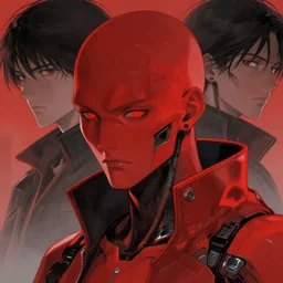 concept art close up red cyberpunk character, by shinji aramaki, by christopher balaskas, by krenz cushart