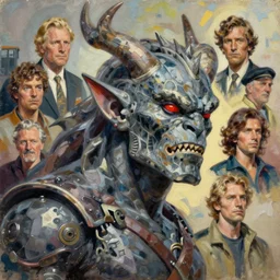 oil painting head portrait of grendel, dramatic, by norman rockwell, jack kirby, alex ross, bergey, zdzislaw beksinski, ruan jia, jeremy mann, tom lovell, 5 0 s science fiction, pulp scifi fantasy marvel illustration