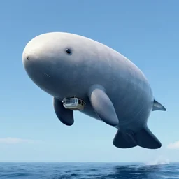 a zeppelin that looks like a huge manatee